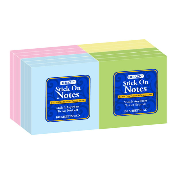 Assorted Bright Colors 100 Sheets/Pad 3 in x 3 in Details about   Post-it Super Sticky Notes